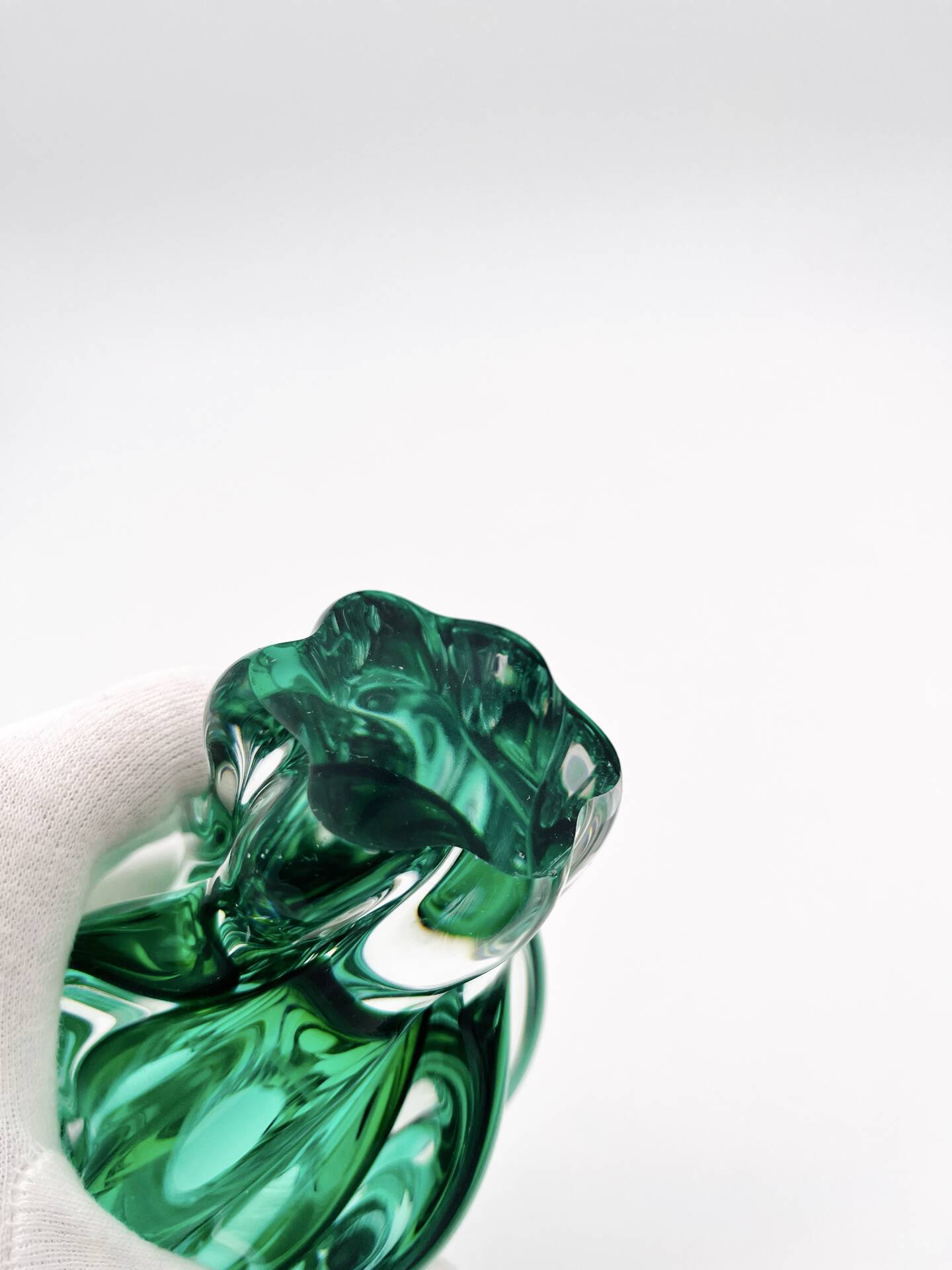Vase Josef Hospodka Chřibská Cristal de Bohême Emerald Green 18 cm c60