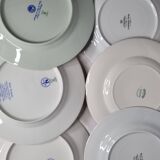 Set of 6 porcelain plates, floral and fruit patterns, 20 22 cm