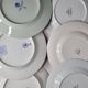 Set of 6 porcelain plates, floral and fruit patterns, 20 22 cm
