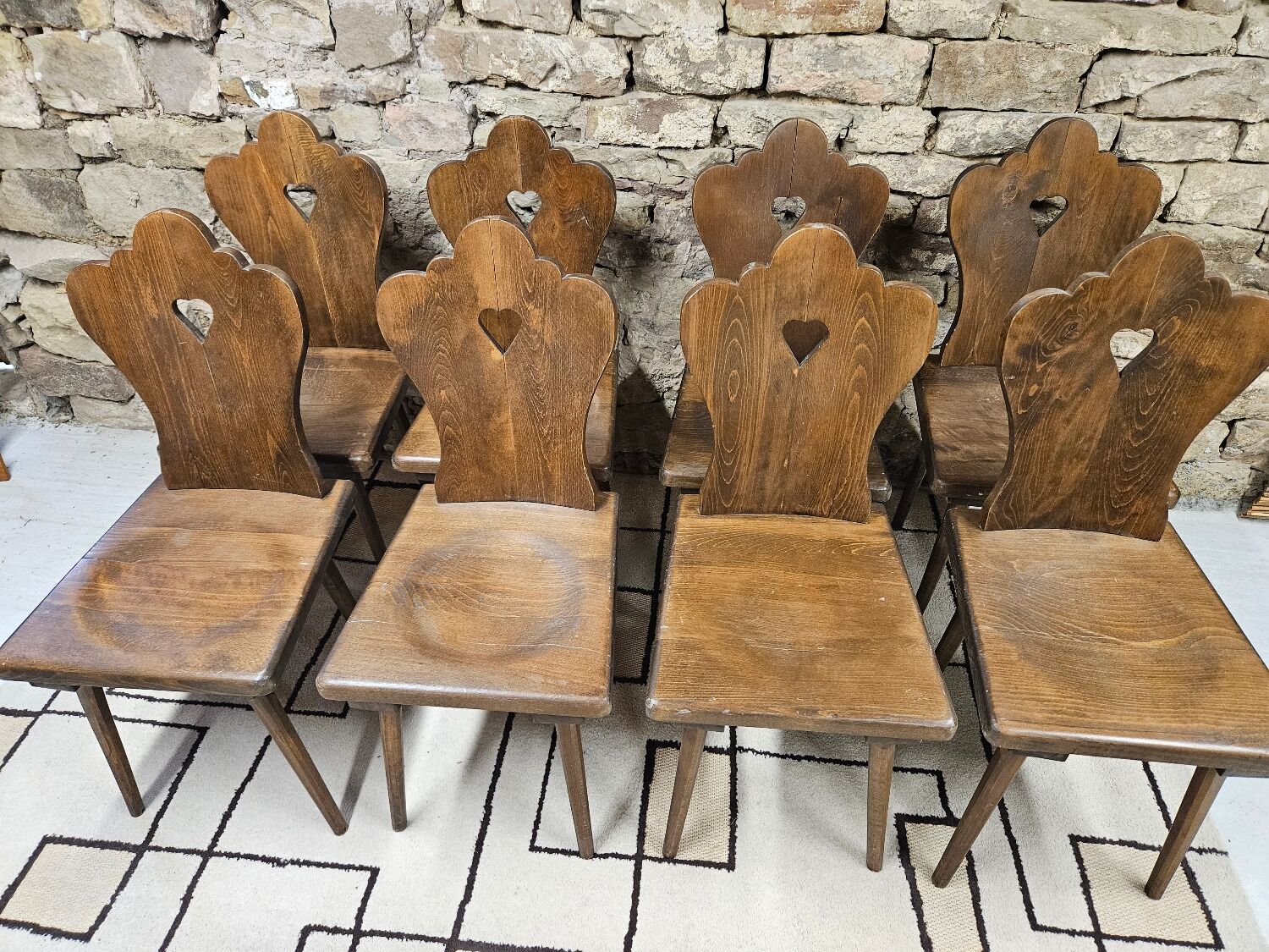 Lot of Alsatian bistro chairs 1960