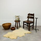 Brutalist oak chair 60s solid wood neo rustic style