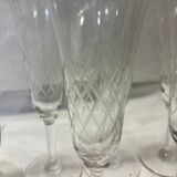 Set of 7 old champagne flutes