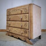 Chest of drawers raw wood foot mustache