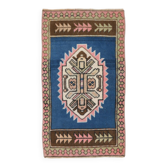 Pink Blue Persian Doormat Accent Rug, 56x97Cm