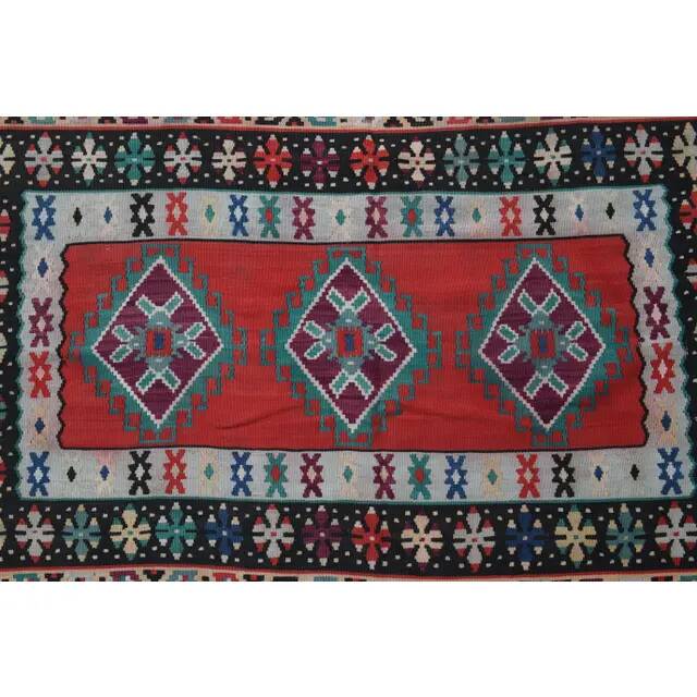 1970s Vintage Turkish Hand-Knotted Wool Cotton Red Area Rug 207x311
