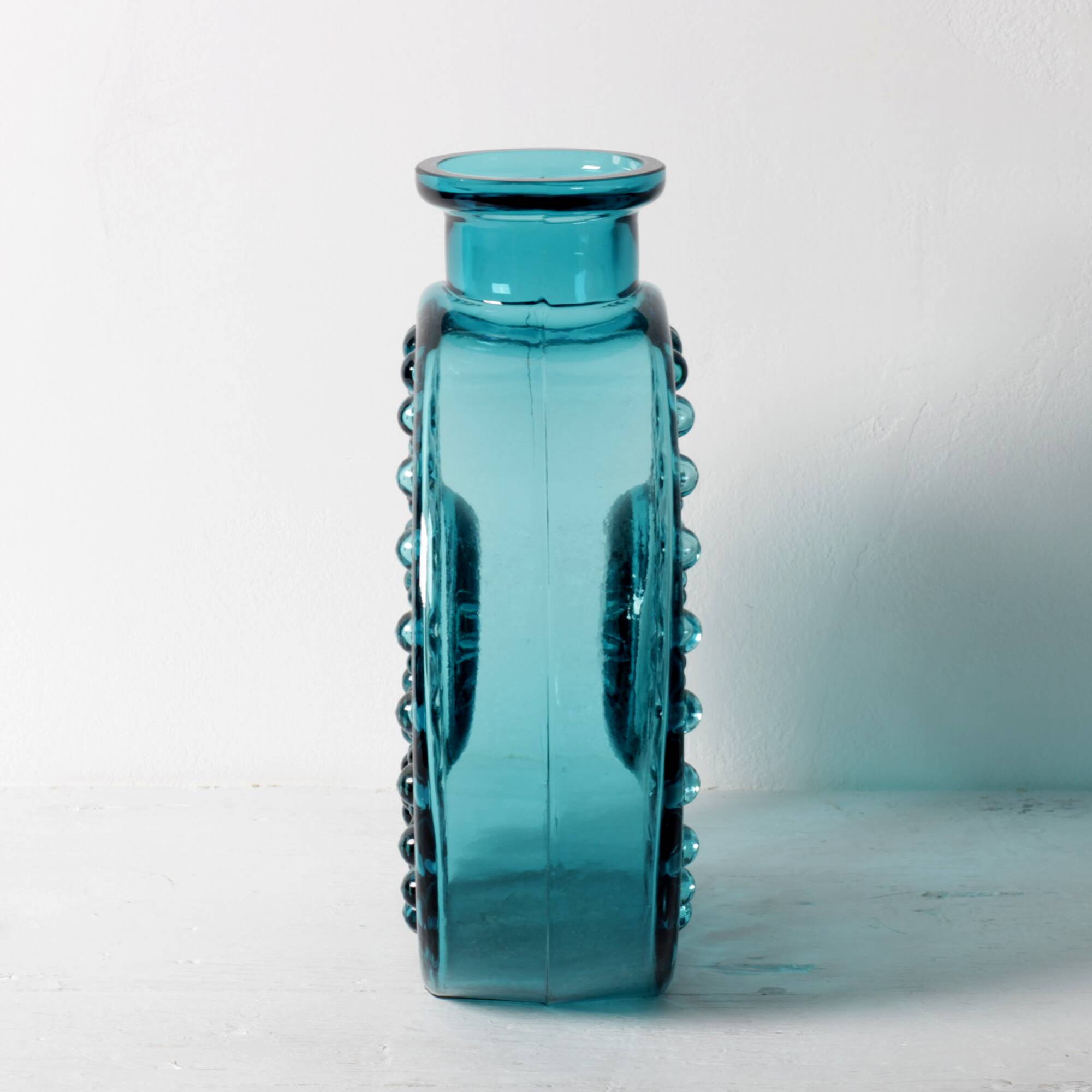 Teal Sunburst Blue Bubble Glass Vase / Erich Jachmann for WMF / 1960s
