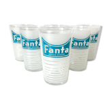 6 vintage glasses fanta white and blue