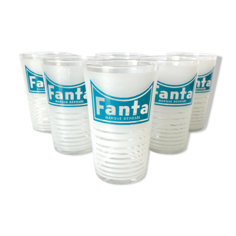 6 verres vintage fanta blanc et bleu