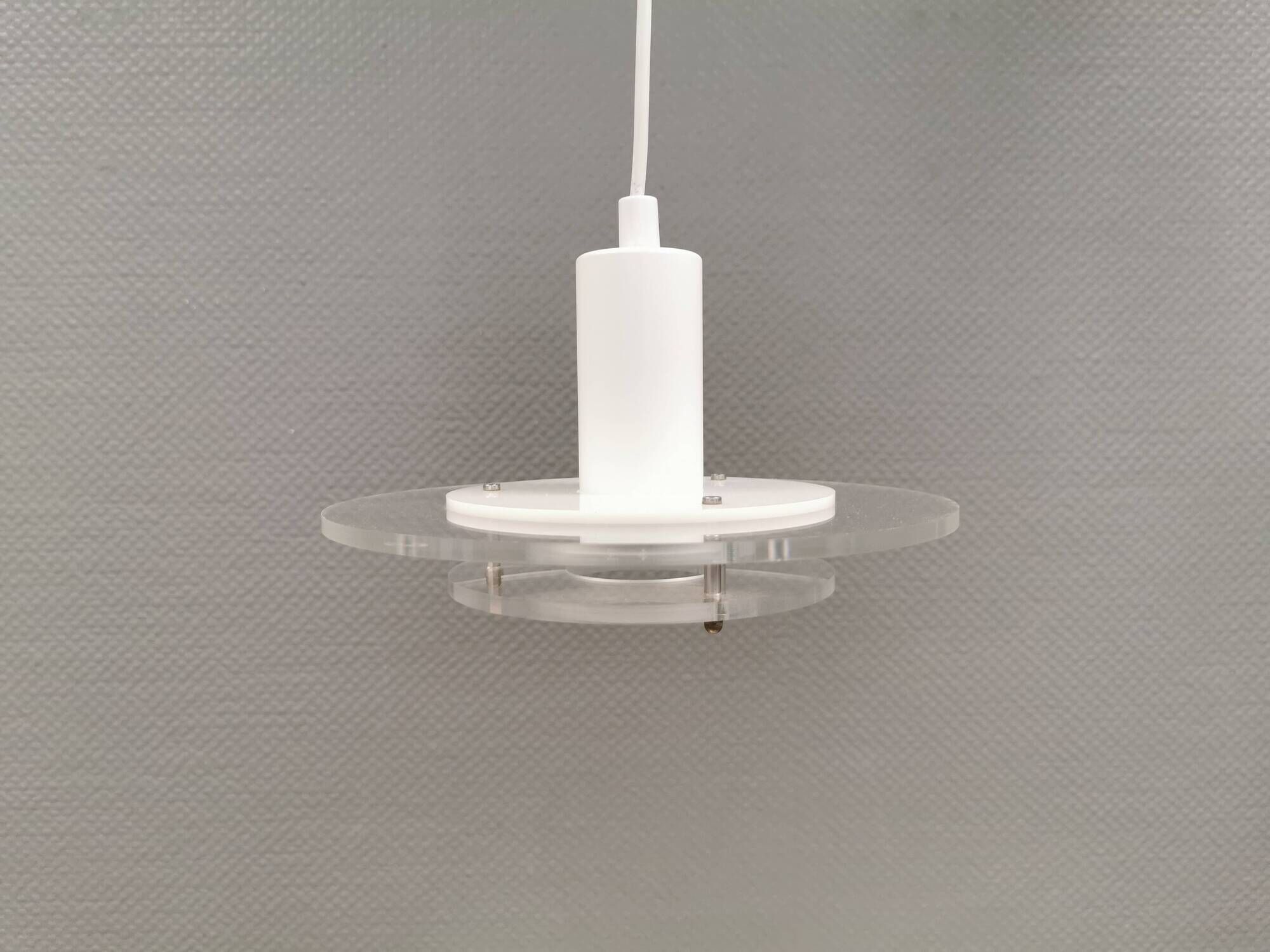 Small Space Age hanging lamp made of plexiglass. Denmark 1980s