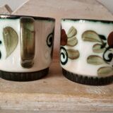 Set of 4 tea or coffee cups, Boch ceramic, Argenteuil series from the 60s