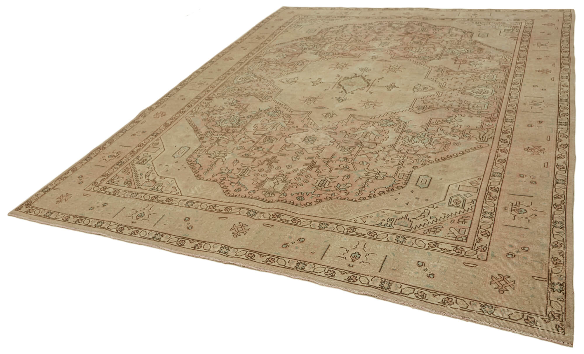 Hand-knotted persian antique 1970s 250 cm x 327 cm beige wool carpet