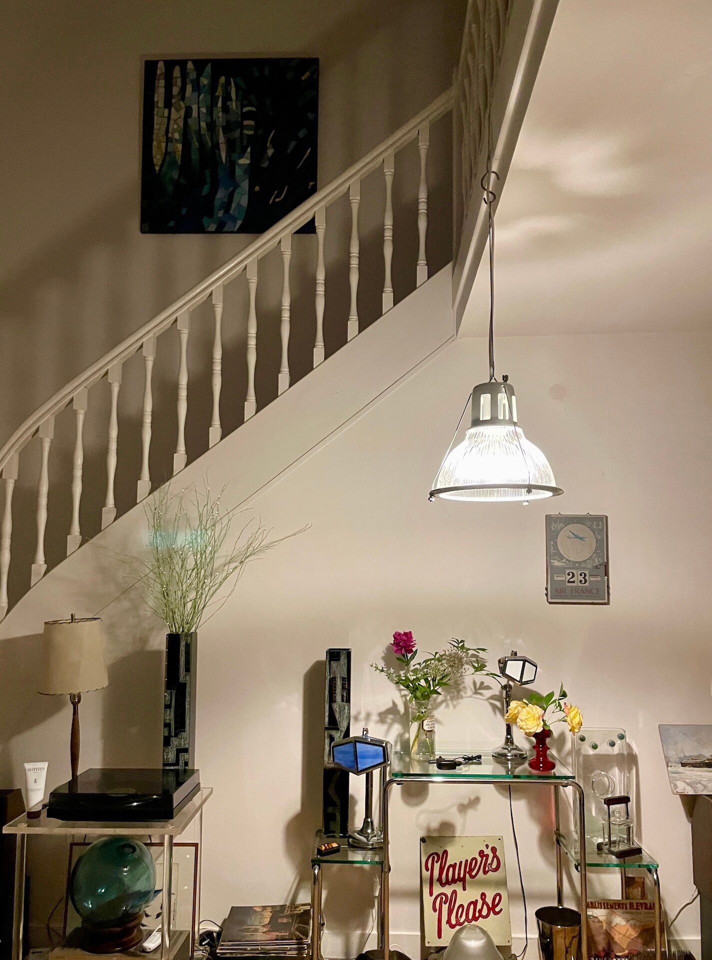 Holophane prismatic glass pendant light