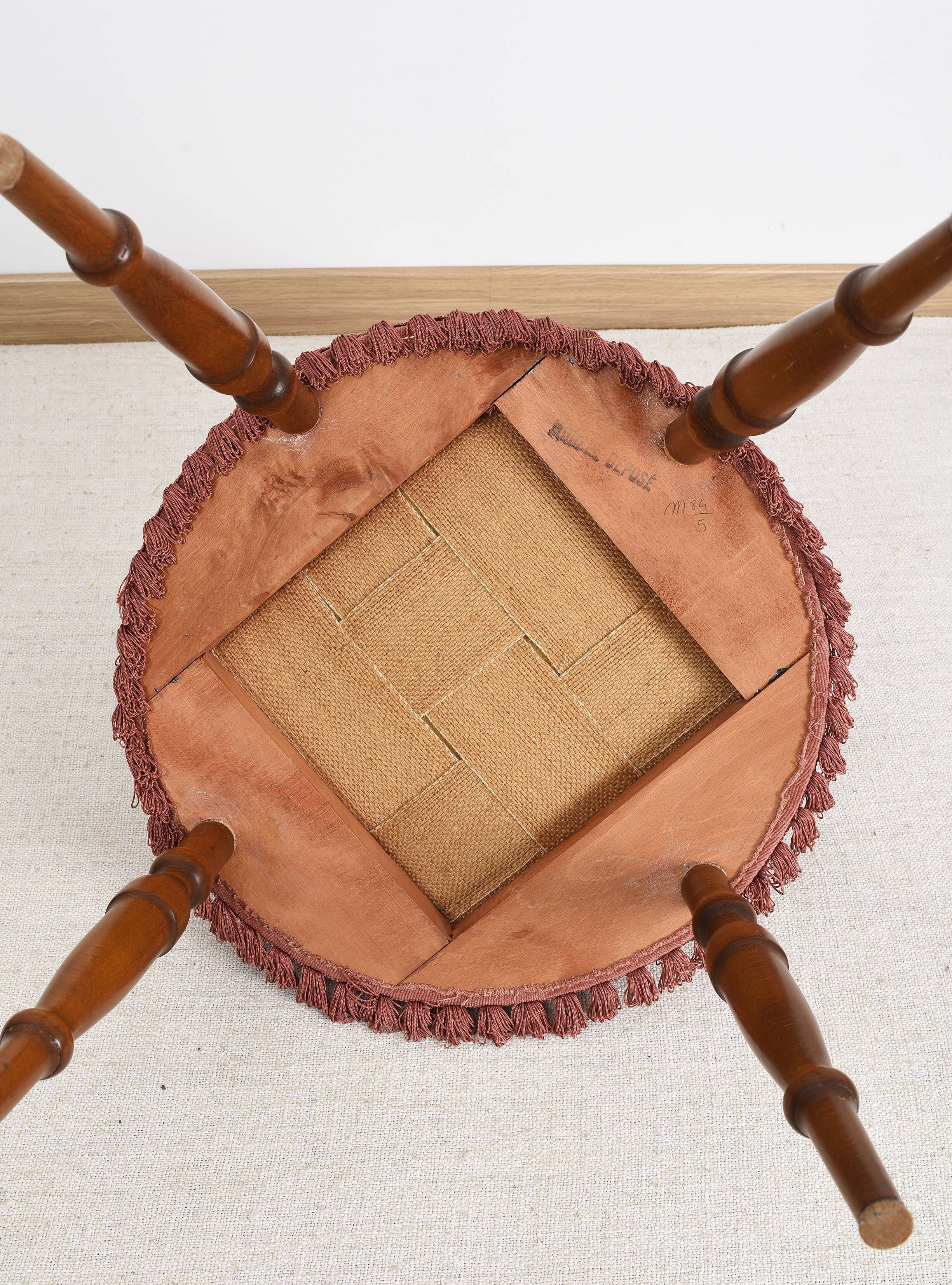 Old velvet armchair, toad style, from the 1950s