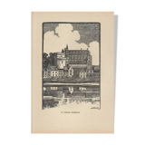Engraving-years 1930-J Druet - The castle of Amboise- Format page 24.5 x 18 cm -