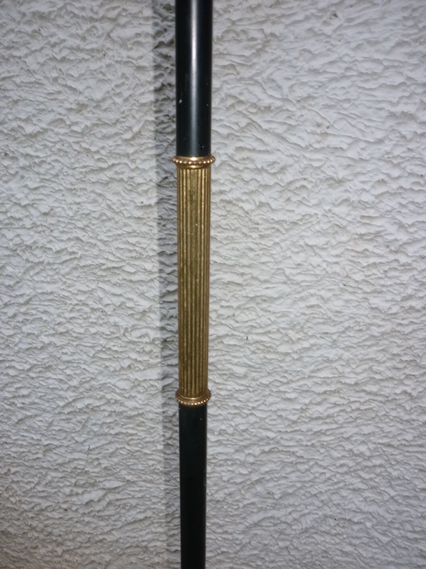 Vintage ringed black and gold brass floor lamp base