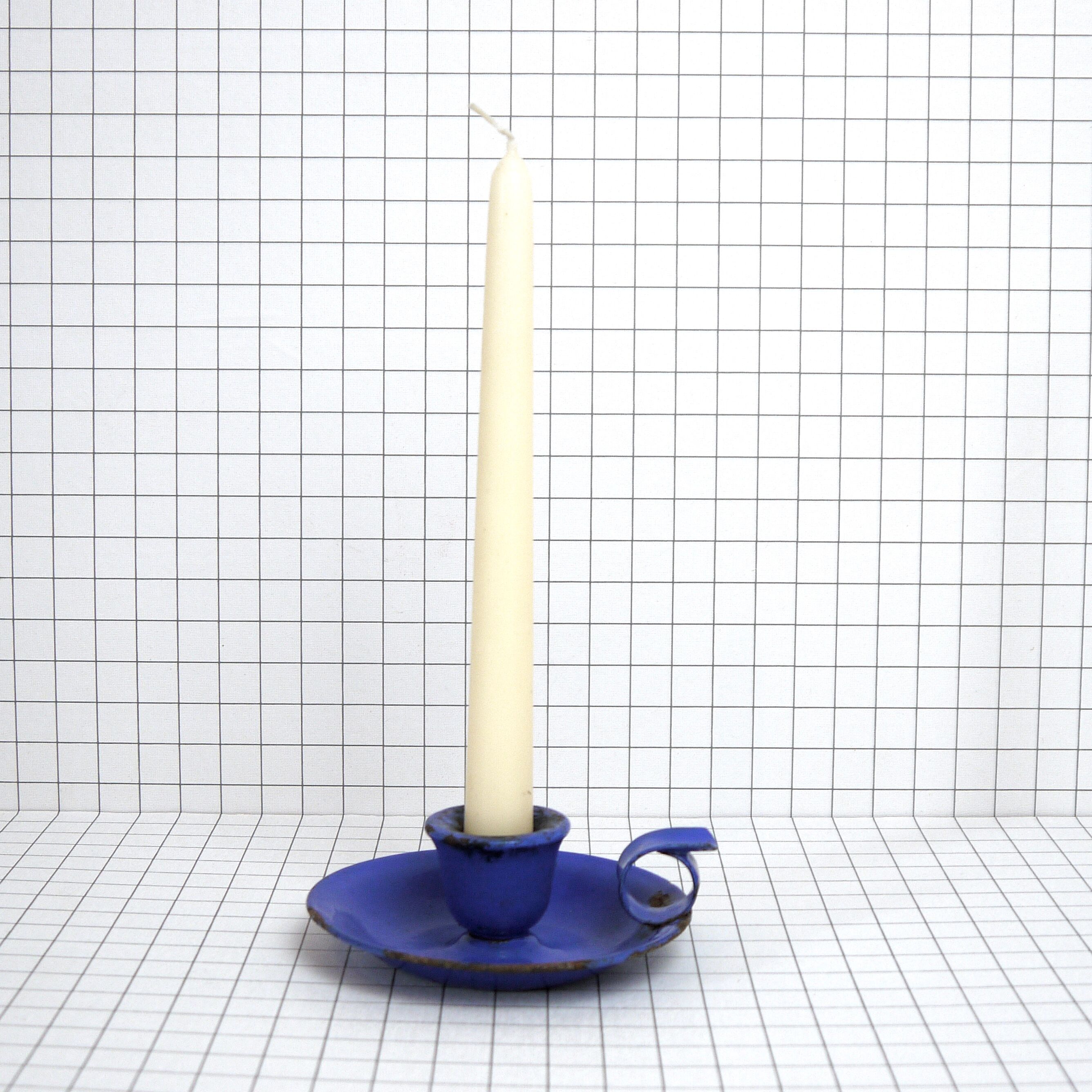 Candleholder in blue enamel