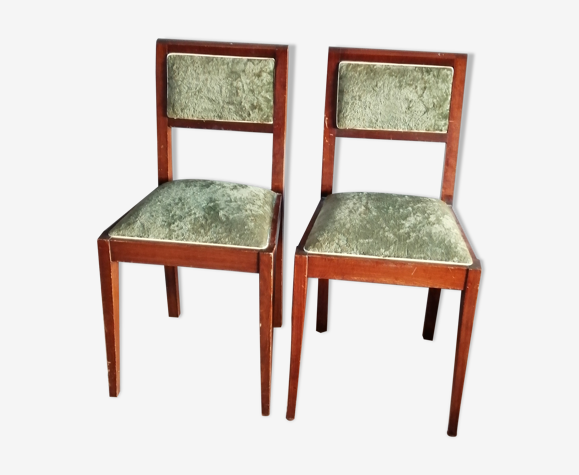 Paire de chaises art déco en velours vert