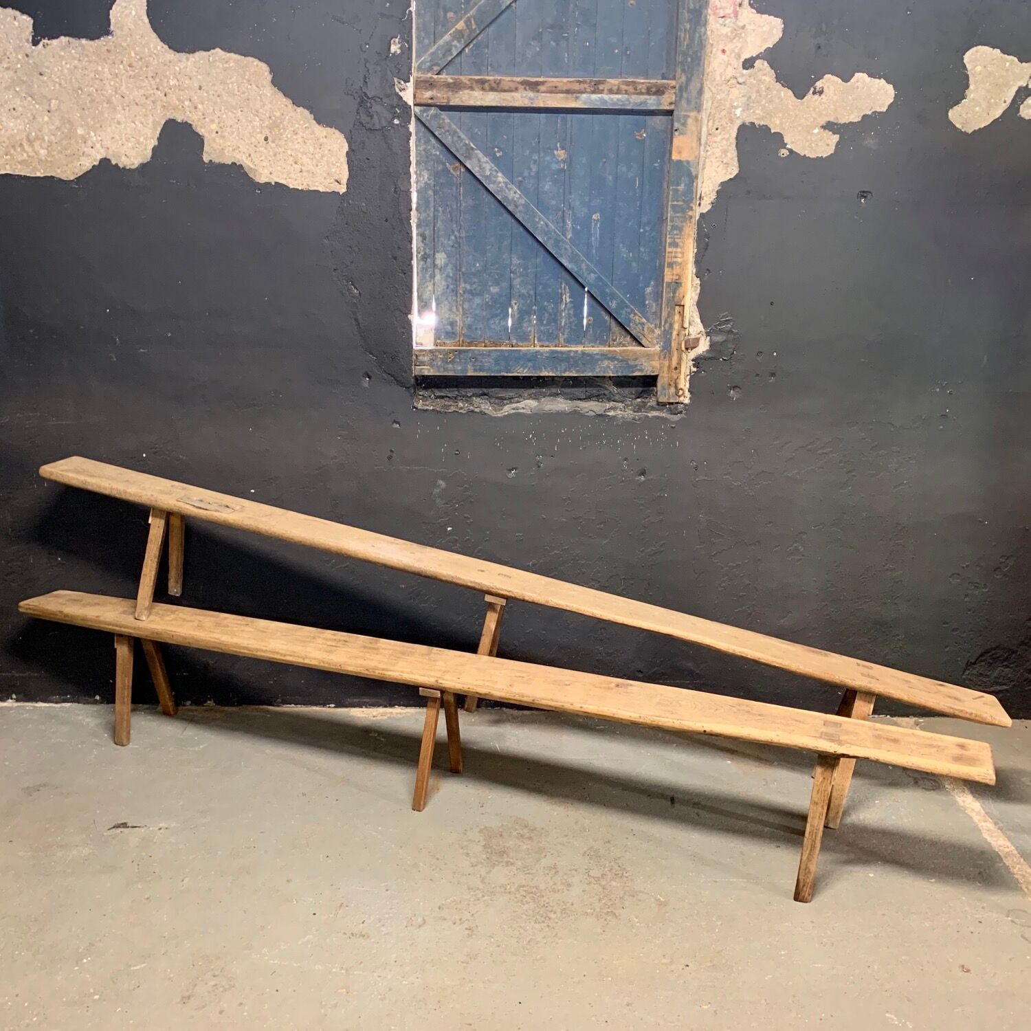 Pair of XXL oak farmhouse bench
