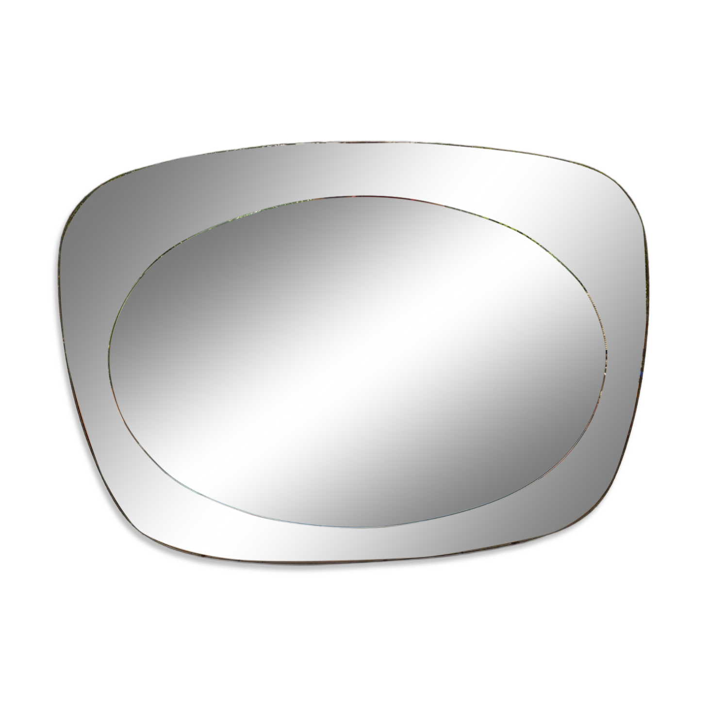 Vintage smoked bronze wall mirror, free form, 1970s – 70 x 55 cm