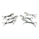 Set of 6 animal-shaped knife rests, modernist horse design in silver-plated metal, equestrian.
