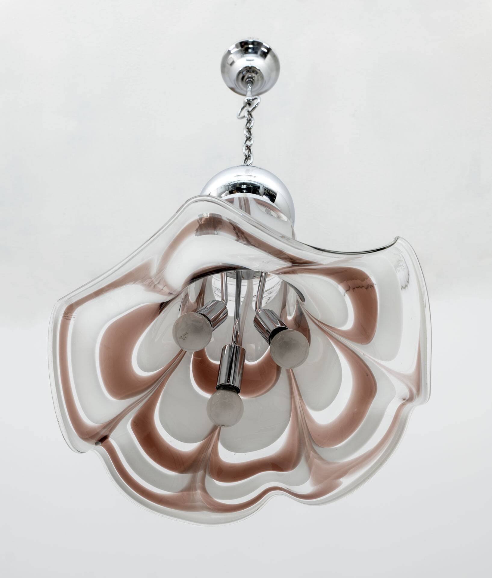 AVMazzega Mid-Century Modern Italian Murano Glass and Steel Pendant, 1970s
