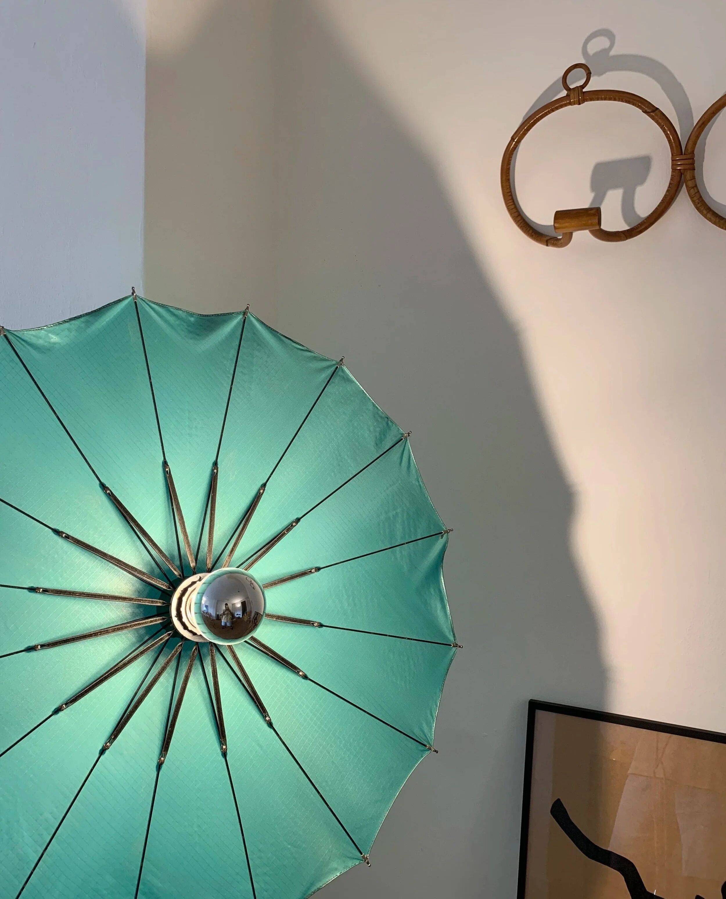 Green umbrella floor lamp