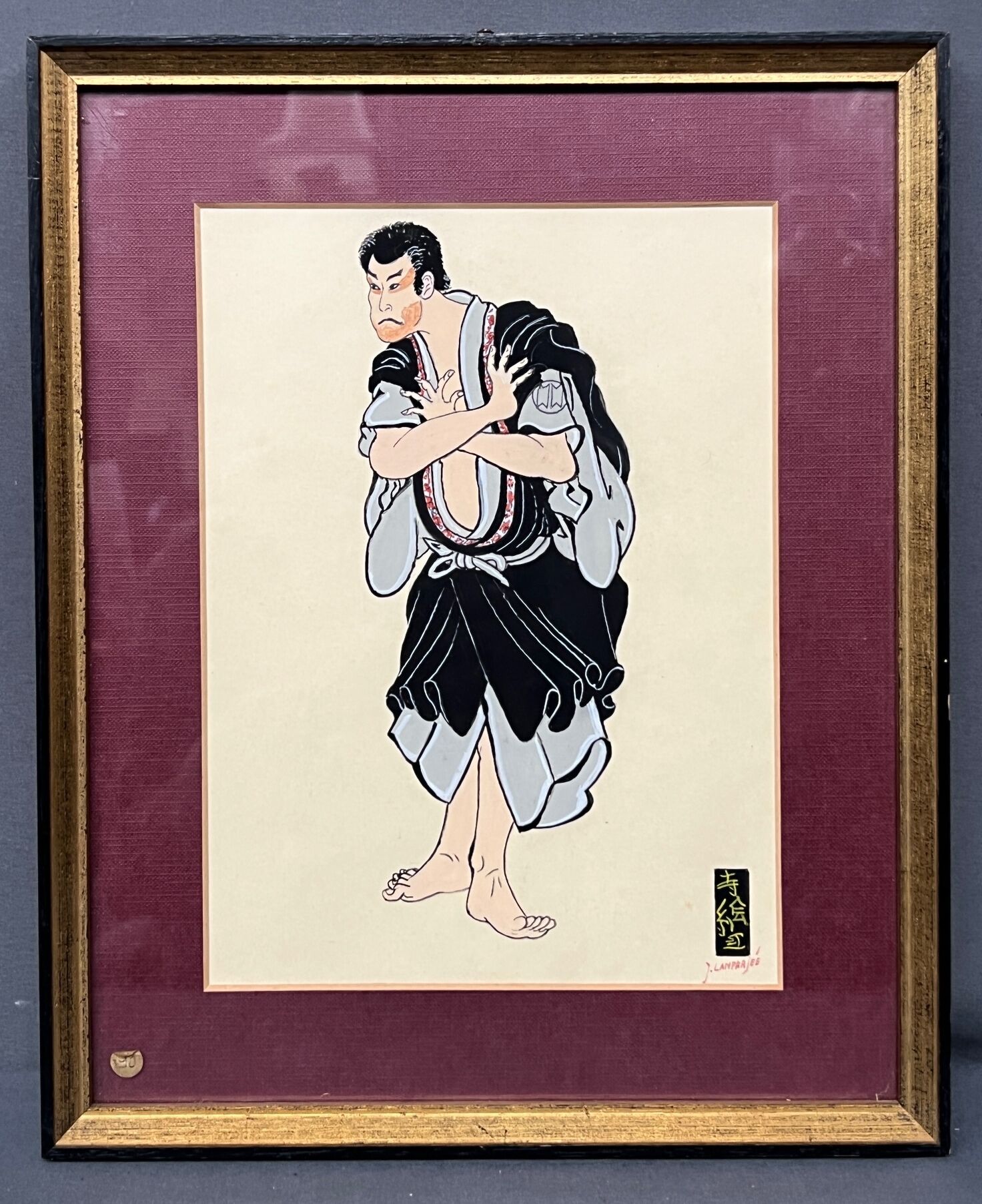 Set of gouache paintings "Actors of Kabuki Theatre".