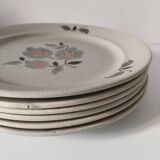 6 Saint-Amand stoneware dinner plates, Sologne pattern