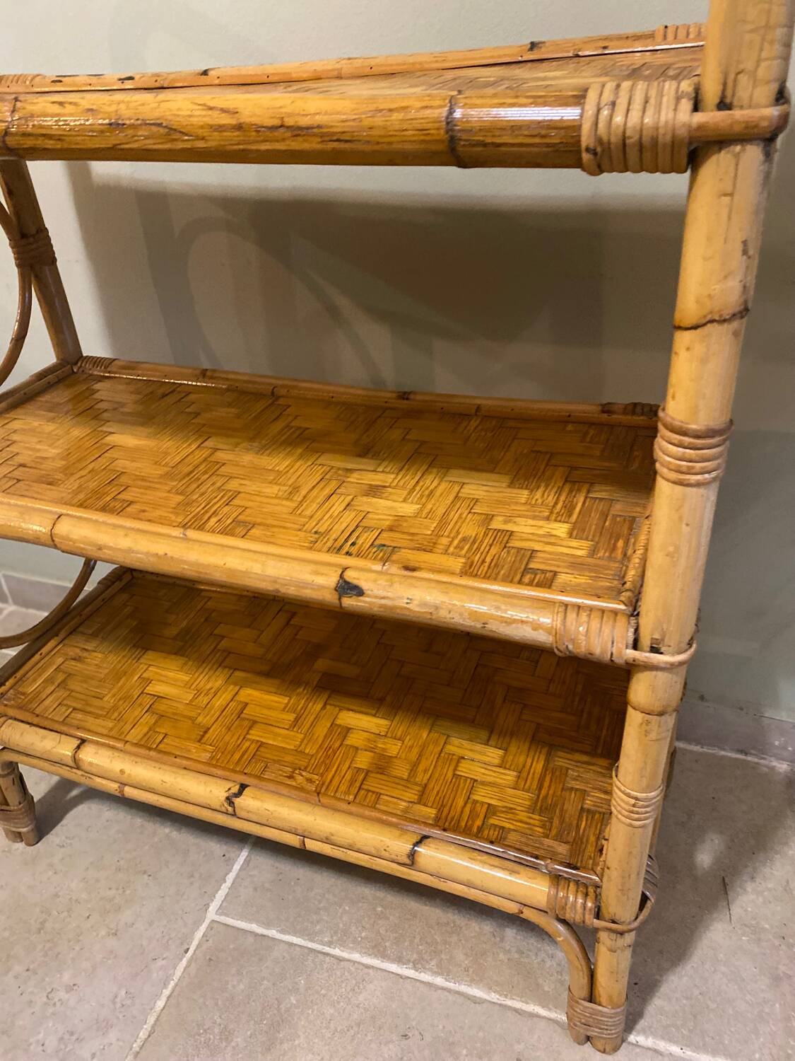 Vintage rattan shelf