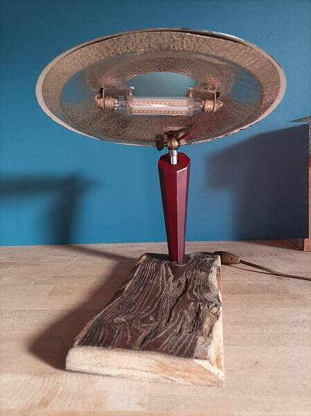 Loft bedside desk lamp wood metal saucer