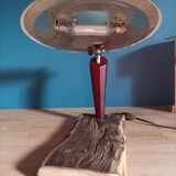 Loft bedside desk lamp wood metal saucer