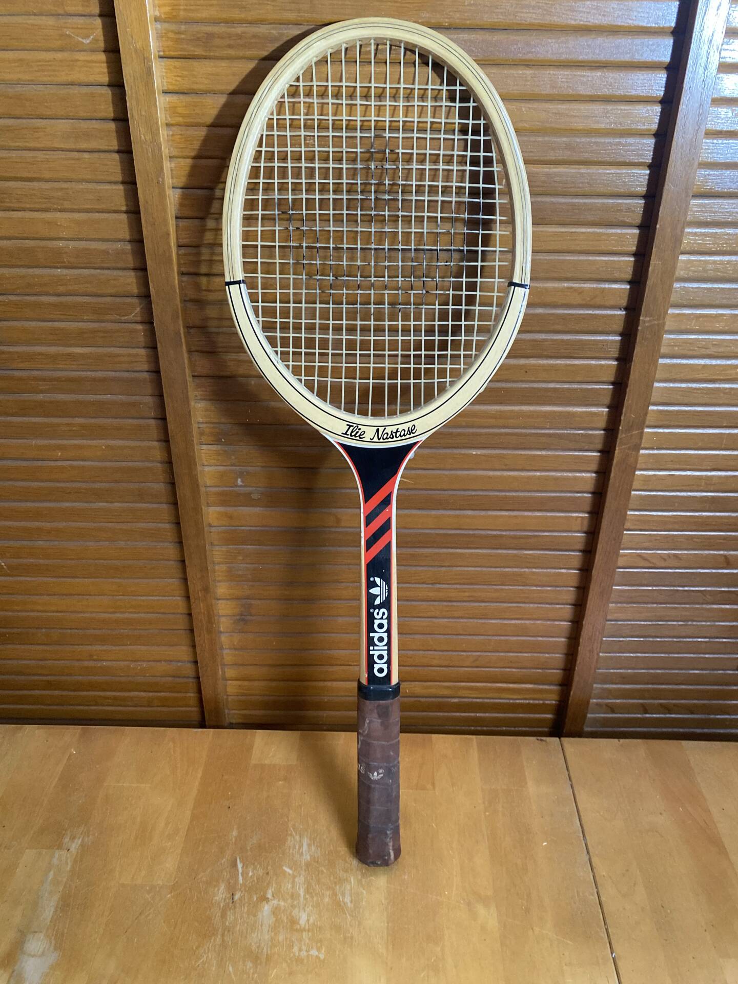 Vintage ADIDAS Ilie Nastase Wooden Tennis Racket #E245
