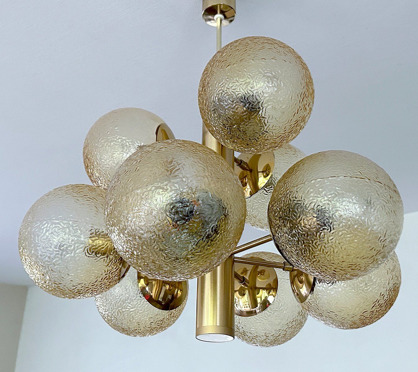 Grand lustre en verre de l'ère spatiale, années 1970
