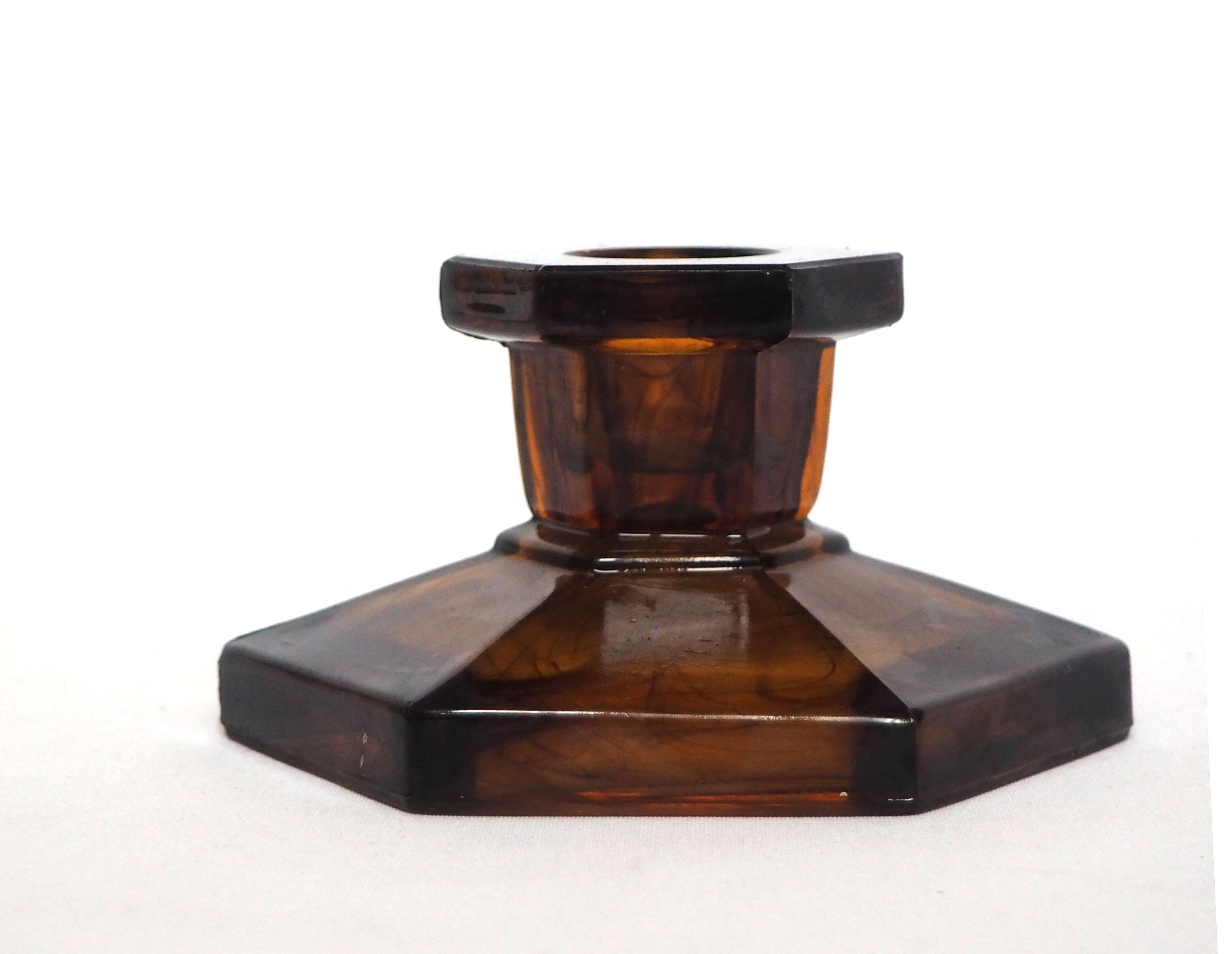 Davidson amber glass candle holder