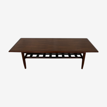 Scandinavian coffee table in rio rosewood with leather review door 1960 1970