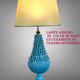 1.05 m pineapple lamp in turquoise ceramic on a gilded wooden base from the 1950s
