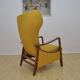 Mid-century Wingback armchair with folding footrest, 1960s