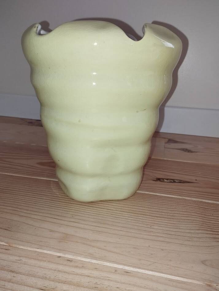 Vintage shell vase Salins – French crackled earthenware – 1970s