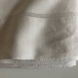 19th century XXL sheet in linen thread embroidered with polka dots Width 260cm