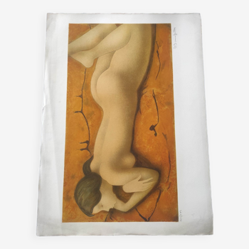 Femme allongée sur le ventre lithographie originale signée à la main Alain Bonnefoit