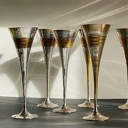 6 Flutes Champagne Laiton Argenté Vintage