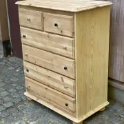 High Scandinavian chest of drawers stripped in solid pine from the 1980s.