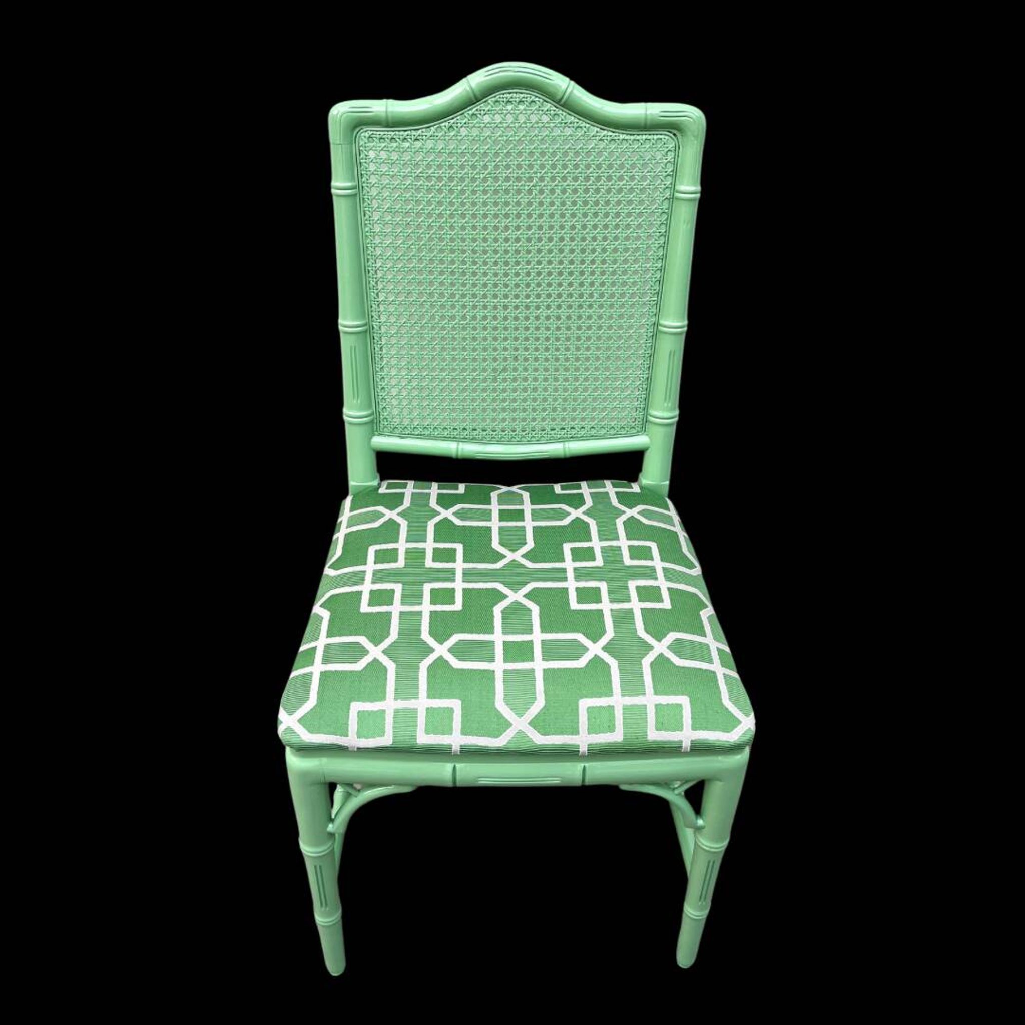 Chippendale Faux Bamboo Dining Chair with  Pierre Frey fabric