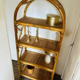 Vintage bamboo rattan shelf bookcase