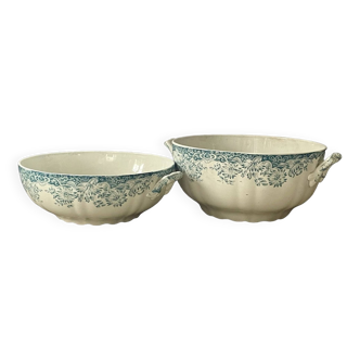 Set of two Terre de fer Art Nouveau dishes