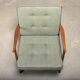 Pair of Mid-Century Italian Armchairs in stained Beech and Green Cushions