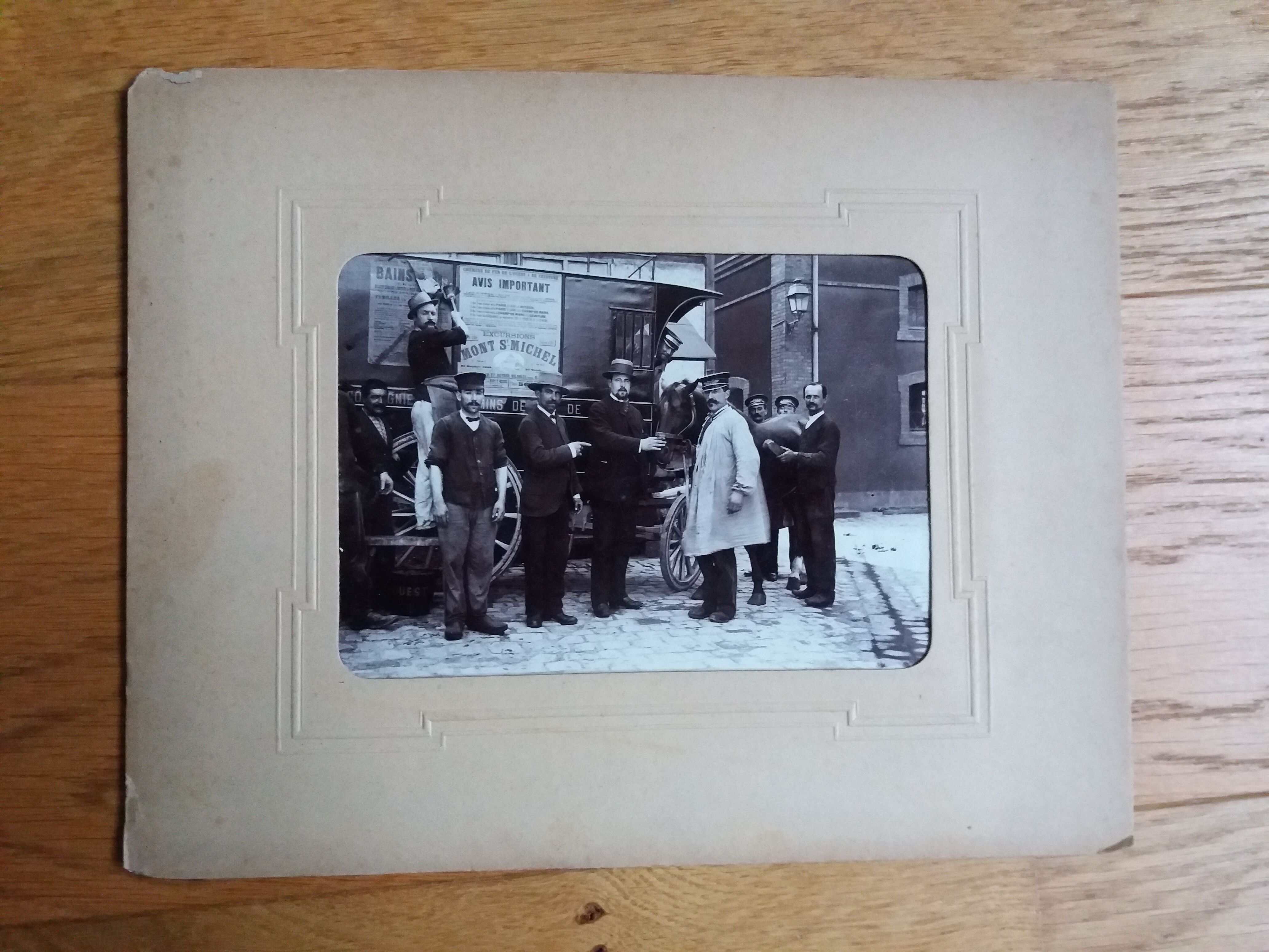 Old photograph 1900 Compagnie des chemins de fer de l'Ouest diligence Mont Saint Michel