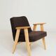 Scandinavian chocolate wool armchair designed by Chierowski