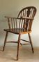 Fauteuil Windsor à dossier lyre en chêne massif, années 1960