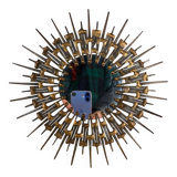 Brutalist round wrought iron mirror from the 60s/70s
